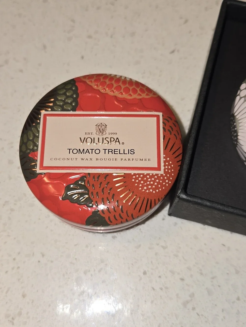 Voluspa Petite Tin Gift Set Of Four TOMATO Tin Plus TRIO